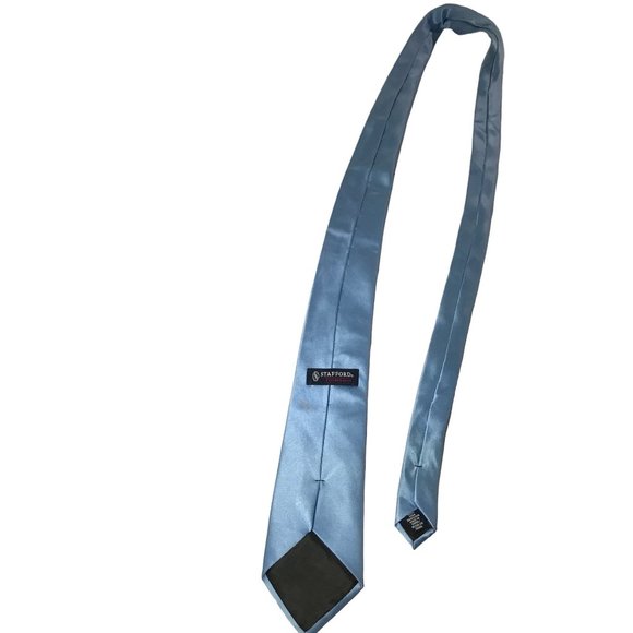 Stafford Performance Silk Blue Standard Neck Tie 60 x 3.5 Retro Street Club Luxu - Picture 5 of 5